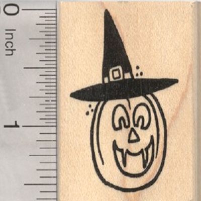 Halloween Vampire Witch Jack O'Lantern Rubber Stamp
