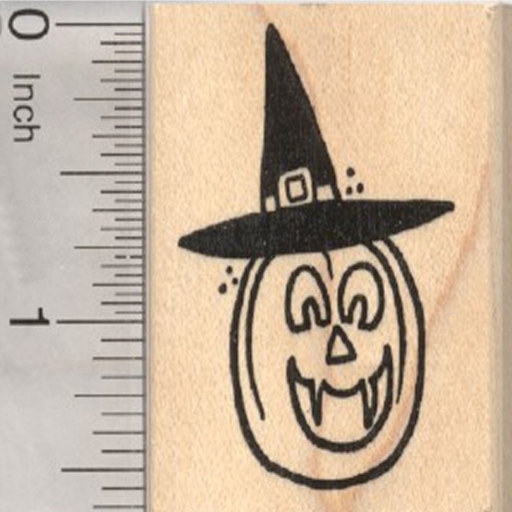Halloween Vampire Witch Jack O'Lantern Rubber Stamp