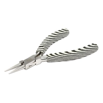 The Beadsmith Round Nose Pliers Zebra Print Line 5 inches (127 mm) Comfortable Handle with Double Leaf Springs Jewelry Making Tool for Creating Bracelets, Earrings and Necklaces