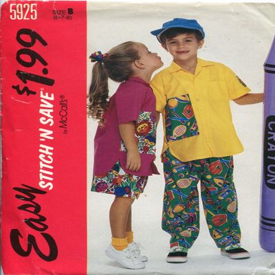 McCall's Stitch 'N Save Pattern 5925 ~ Children's Shirt and Pants or Shorts ~ 6-7-8