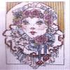 Colored Counted Cross Stitch - Mime with Roses - 5" x 7" view 1