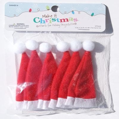 Mini 3 Inch Craft Santa Gnome Hats - 6 Count