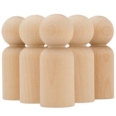 Wood Peg Dolls, 2-3/8 Inch Dad Shape Wooden Peg People, Pack of 25 Wooden Dolls for Play, Strong Birch Wooden People Figures, Peg Dolls Unfinished, Wooden Pegs for Crafts
