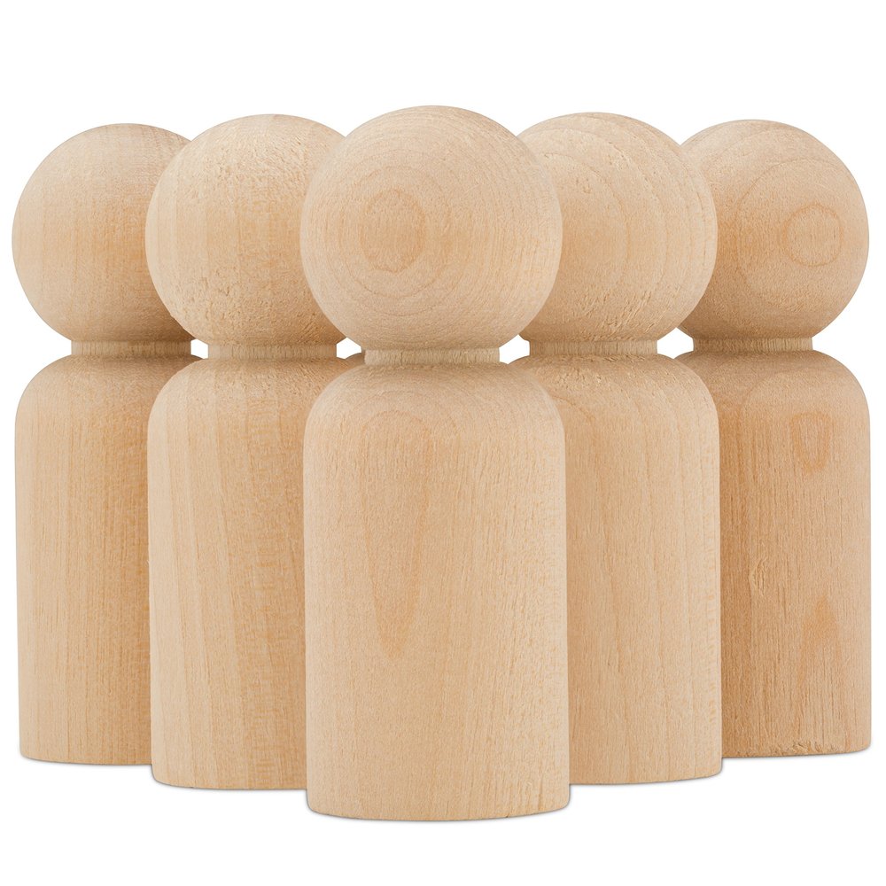 Wood Peg Dolls, 2-3/8 Inch Dad Shape Wooden Peg People, Pack of 25 Wooden Dolls for Play, Strong Birch Wooden People Figures, Peg Dolls Unfinished, Wooden Pegs for Crafts