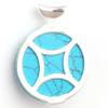 JOE FOREMAN 40mm Dyed Blue Turquoise Beads Coin Silver Pendant 40x53mm view 4