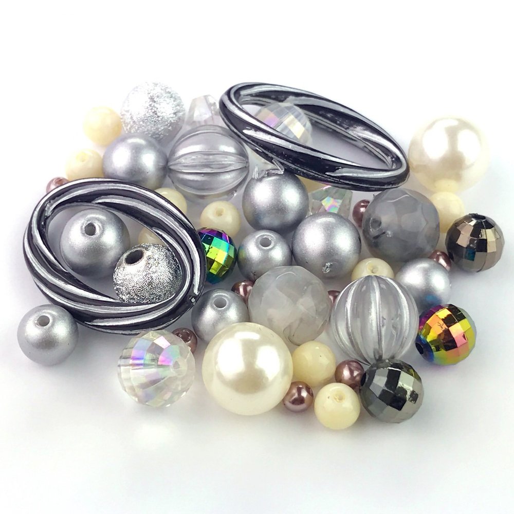 bi-zuaso-topakku 026 (Light Silver Party Time) modanbi-zusi-dobi-zu [Beads Kit/Channel Beads/Charms/Washers/Vintage/Craft/Cute] bellybelly
