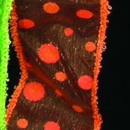 Orange and Brown Spot Sheer Wired Craft Ribbon 1.5" x 80 Yards