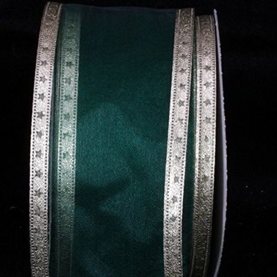 Hunter Green Wire Star Edged Craft Ribbon 2.5" x 40 Yards