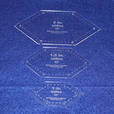 Flattened Hexagon Templates. 1 Inch, 1.5 Inch, 2 Inch Sides - 1/8 Inch Thick