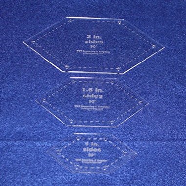Flattened Hexagon Templates. 1 Inch, 1.5 Inch, 2 Inch Sides - 1/8 Inch Thick