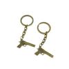 100 Pieces Antique Bronze Keychain Key Chain Tags Keyring Ring Jewelry Making Charms Supplies KC1100 Pistol Gun view 1
