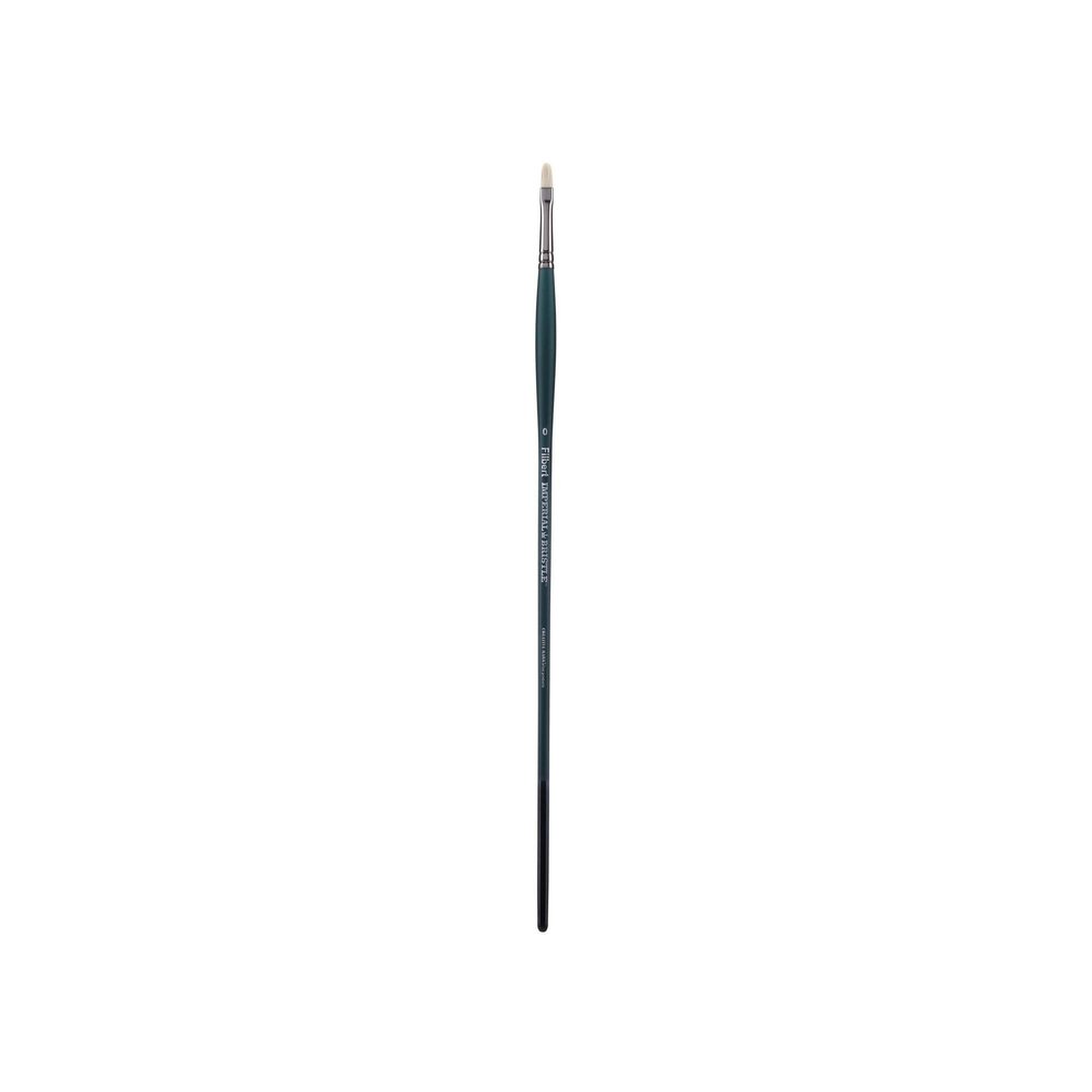 Creative Mark Imperial Professional Chungking Hog Bristle Brush - Filbert # 0, Handmade Long Handle Oil Paint Brushes for Artists, Nickel-Plated Brass Ferrules, Stiff Yet Soft Natural Bristles