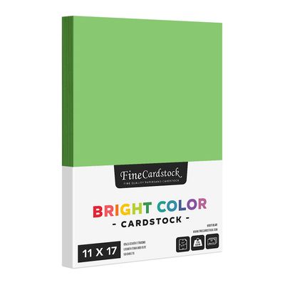 Lime Green Bright Color Cardstock Paper Great for Arts and Crafts, Invitations, Scrapbooking and Stationery Printing | Medium Weight 65lb Cover (176gsm) Card Stock | 11" x 17" | 50 Sheets per Pack