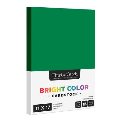 Green Bright Color Cardstock Paper Great for Arts and Crafts, Invitations, Scrapbooking and Stationery Printing | Medium Weight 65lb Cover (176gsm) Card Stock | 11" x 17" | 50 Sheets per Pack