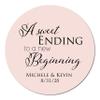 A Sweet Ending to a New Beginning Favor Stickers, Bridal Shower, Wedding Reception, Baby Shower, Customize with Names and Date view 1