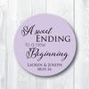A Sweet Ending to a New Beginning Favor Stickers, Bridal Shower, Wedding Reception, Baby Shower, Customize with Names and Date view 3