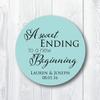 A Sweet Ending to a New Beginning Favor Stickers, Bridal Shower, Wedding Reception, Baby Shower, Customize with Names and Date view 4