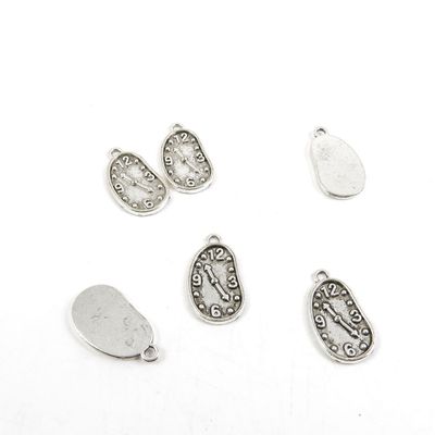 50 Pieces Antique Silver Tone Jewelry Making Charms Z3DP0 Time Clock Pendant Ancient Findings Craft Supplies Bulk Lots