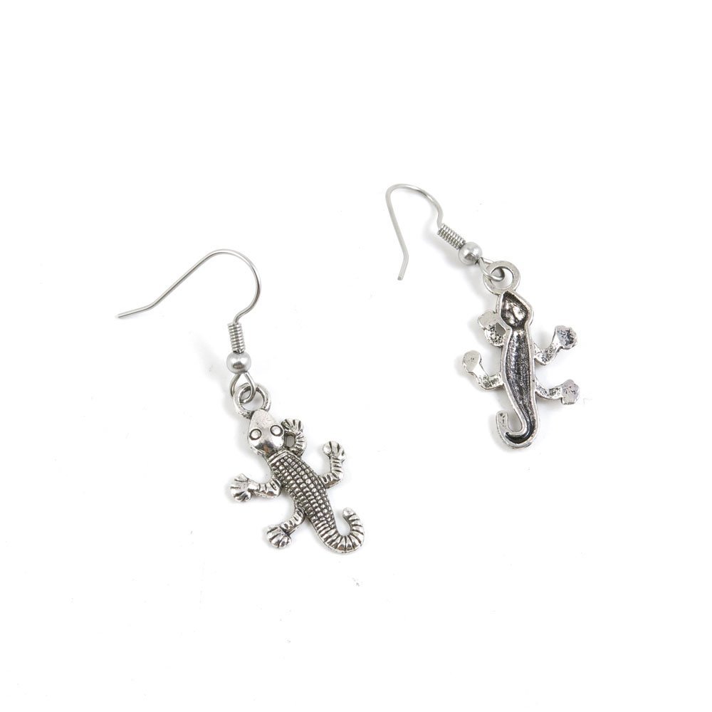 100 Pairs Jewelry Making Antique Silver Tone Earring Supplies Hooks Findings Charms D3OG1 Lizard Gecko