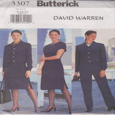 Butterick Sewing Pattern 3307 Misses Size 8-12 David Warren Easy Straight Dress Pants Jacket
