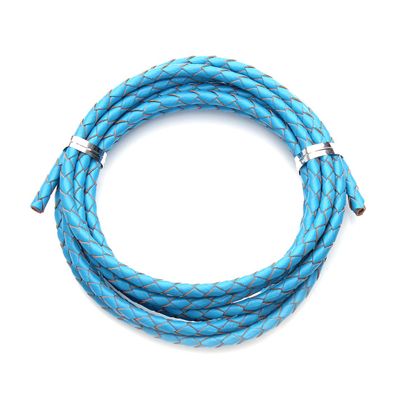 Linsoir Beads Blue Round Genuine Braided Leather Cord Bolo Tie Cording Dia 3 mm 2 Meters Roll