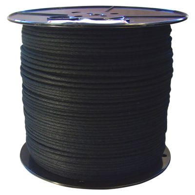 GREAT WHITE ROC360 600' Trick Line/Tie Line, Black, Unglazed, Cotton Cover W/Polyester Core For Added Strength, Theatrical cord, Multipurpose Utility Line, #4 Sash Cord(1/8 inch x 600ft) MADE IN USA