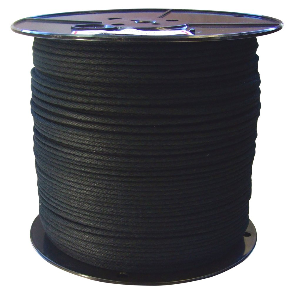 GREAT WHITE ROC360 600' Trick Line/Tie Line, Black, Unglazed, Cotton Cover W/Polyester Core For Added Strength, Theatrical cord, Multipurpose Utility Line, #4 Sash Cord(1/8 inch x 600ft) MADE IN USA