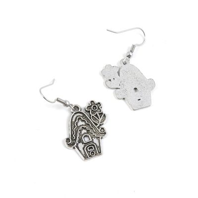 5 Pairs Earrings Antique Silver Tone Fashion Jewelry Making Charms Ear Stud Hooks Suppliers Wholesale YEGY00420 Cartoon House