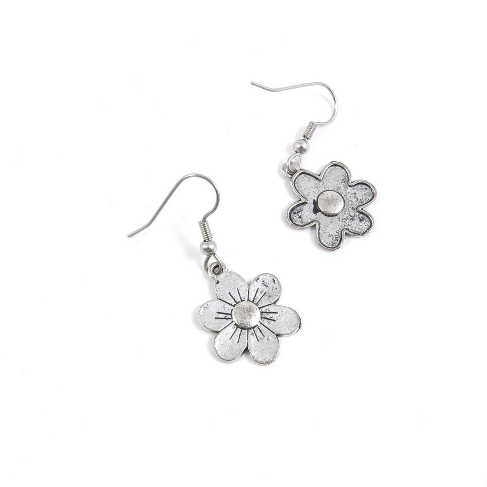 1 Pairs Earrings Antique Silver Tone Fashion Jewelry Making Charms Ear Stud Hooks Suppliers Wholesale YE512937 Flower