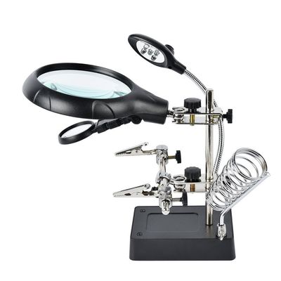 Dandelion 2.5X 7.5X 10X LED Light Magnifier Soldering Station,Magnifying Desk Lamp Helping Hand Repair Clamp Alligator Auxiliary Clip Stand Desktop Magnify Glass for Painting Miniature,Jewelry Pieces
