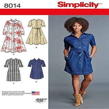 Simplicity Patterns Misses' Shirt Dress Size: U5 (16-18-20-22-24), 8014 / J0216