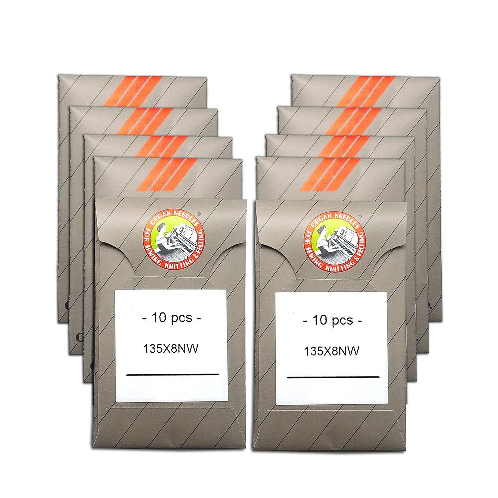 100 Organ Titanium 134DIA 135X8 DPX8 Leather Point Sewing Machine Needles (Size 22 (metric 140))