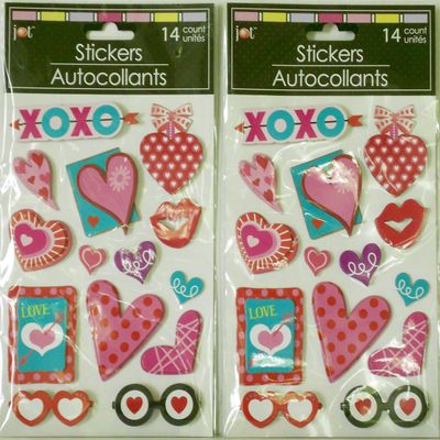 2 Packs Dimensional Love & KissesThemed Stickers/Embellishments bundle