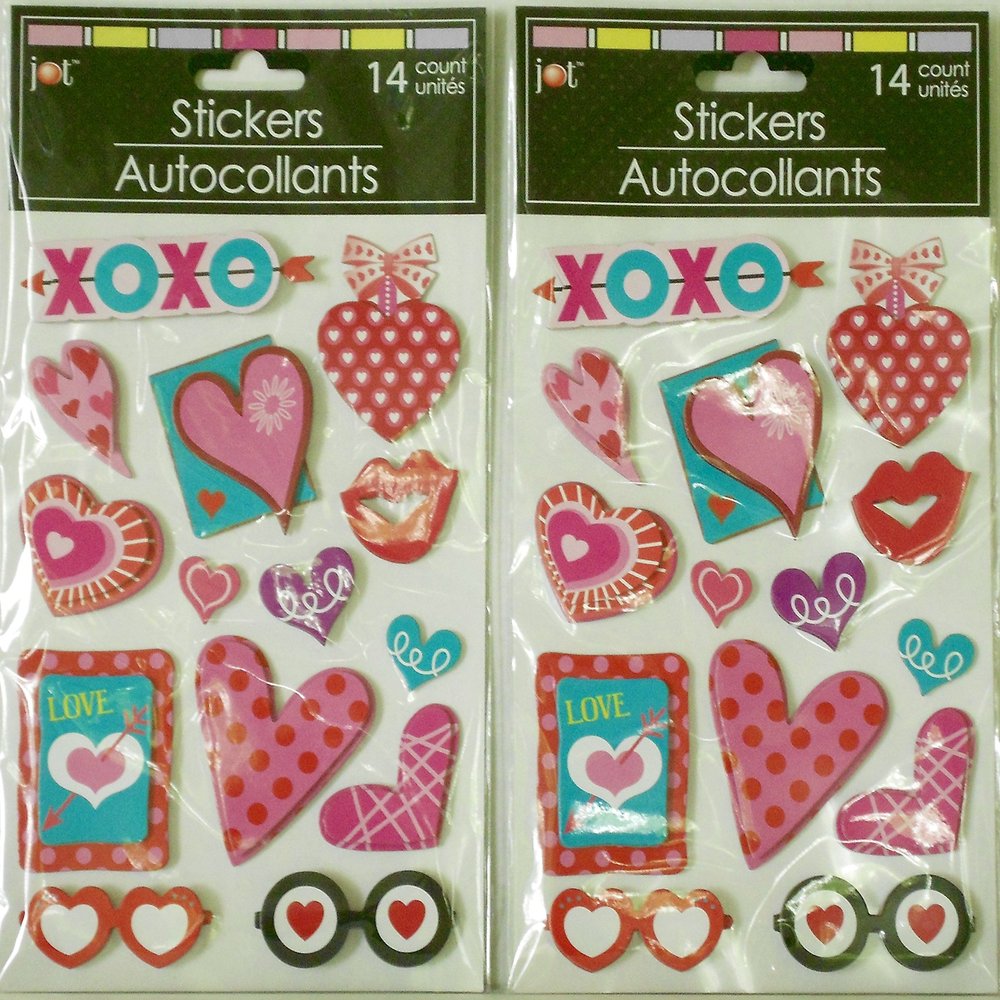 2 Packs Dimensional Love & KissesThemed Stickers/Embellishments bundle