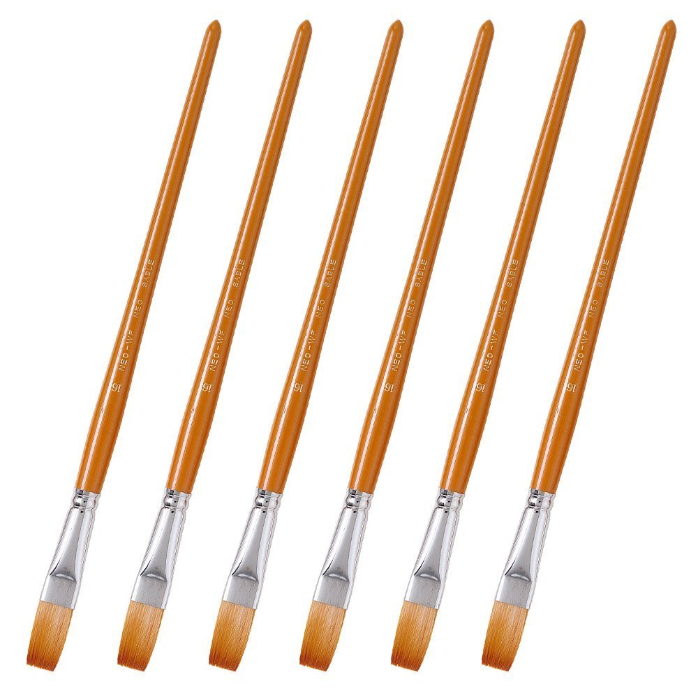 Van Gogh Neo Sebron Flat Watercolor Brush No. 16 GNEO-WF #16 (6), 6 Pieces