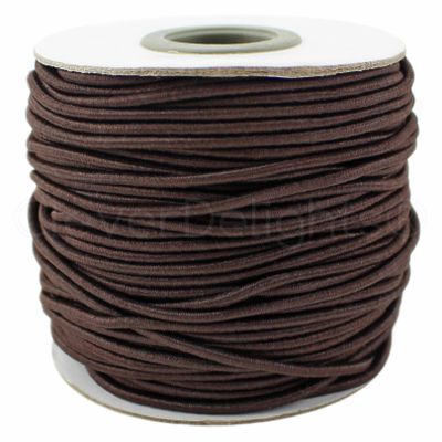 CleverDelights Brown Fabric Elastic Cord - 44 Yards - 2mm - Crafts Beading Jewelry Stretch Shock Cording