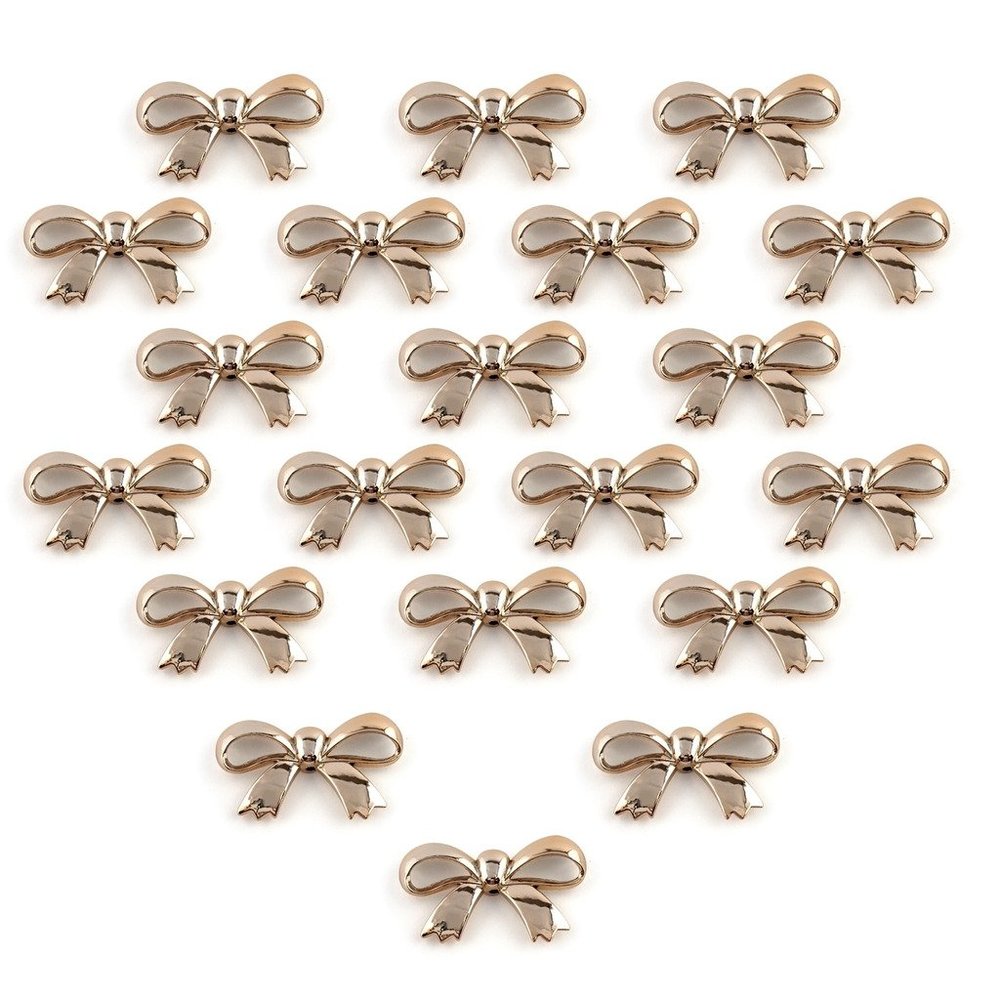 No.3 863 Gold Colour Bow Shaped Trims - Embellishments for Clothing, Jewellery, Pendants - Pack of 20