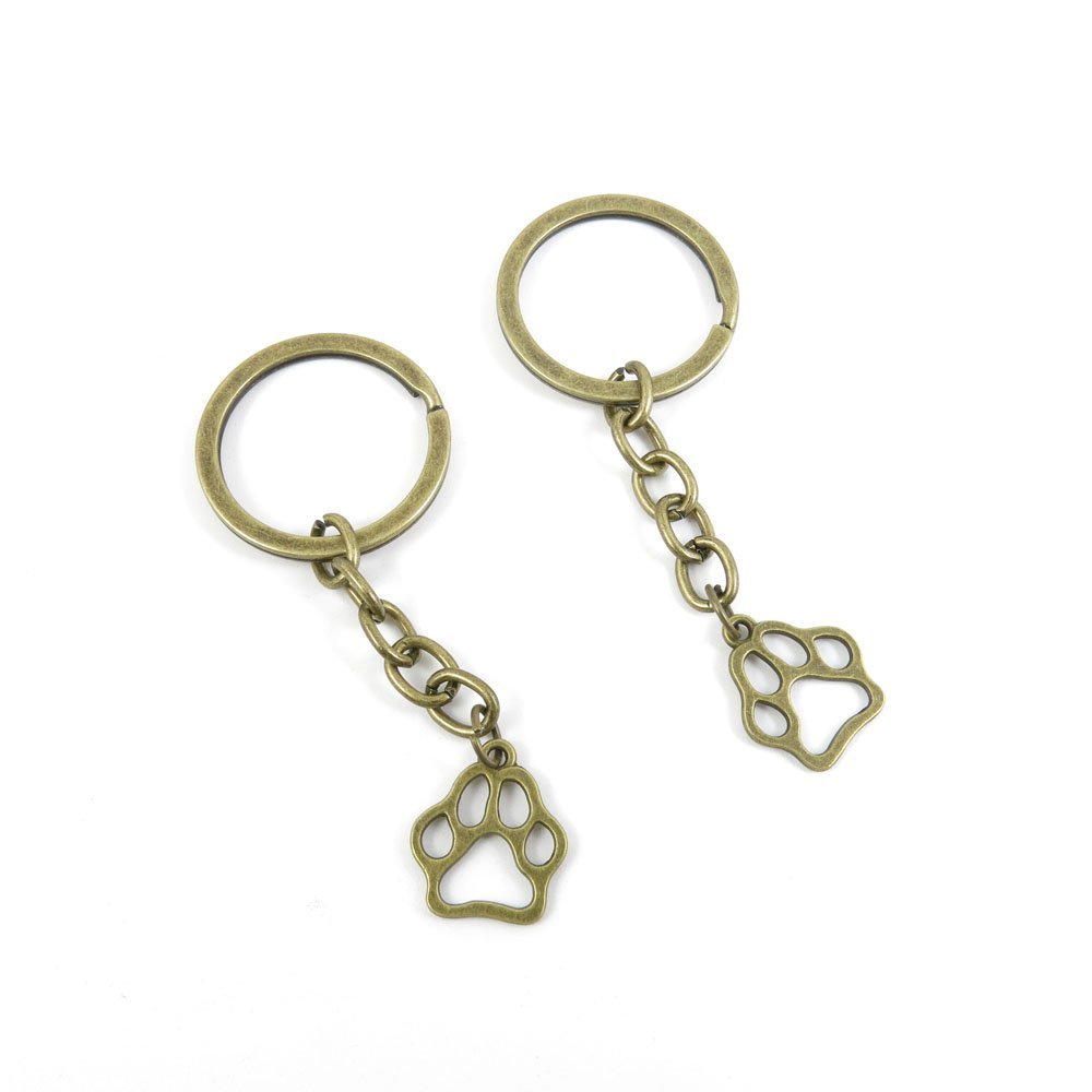 100 Pieces Fashion Jewelry Keyring Keychain Door Car Key Tag Ring Chain Supplier Supply Wholesale Bulk Lots U4FS3 Bears Paw