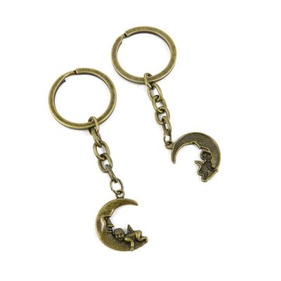 4044 Charms 80 Pieces Fashion Jewelry Keyring Keychain Door Car Key Tag Ring Chain Supplier Supply Wholesale Bulk Lots N8UC3 Man In The Moon Angel