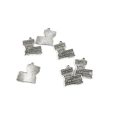 170 Pieces Antique Silver Tone Jewelry Making Charms Findings Fashion Wholesale Supplies Pendant Lots Bulk Supply W9QB2E Louisiana Map Tag