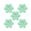 Light Jade Enamel and Brass Back Flower Sew-On Trims - Embellishments for Clothing, Accessories - Pack of 5 view 1