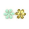 Light Jade Enamel and Brass Back Flower Sew-On Trims - Embellishments for Clothing, Accessories - Pack of 5 view 2