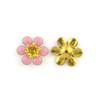 Baby Pink Cherry Blossom Enamel and Brass Flower Sew-On Trims - Embellishments for Clothing, Accessories - Pack of 5 view 2