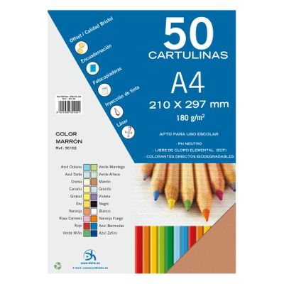 Dohe Pack of 50 Pieces of Card, A4 Brown