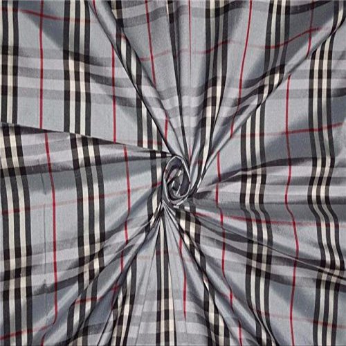 Blue,Black,Ivory,Maroon Colour Plaids~Silk Dupioni Fabric~Width 54 - Hobbies,Home Decor,Sewing,Fashion,Doll Dress,Furnishing,Interior.