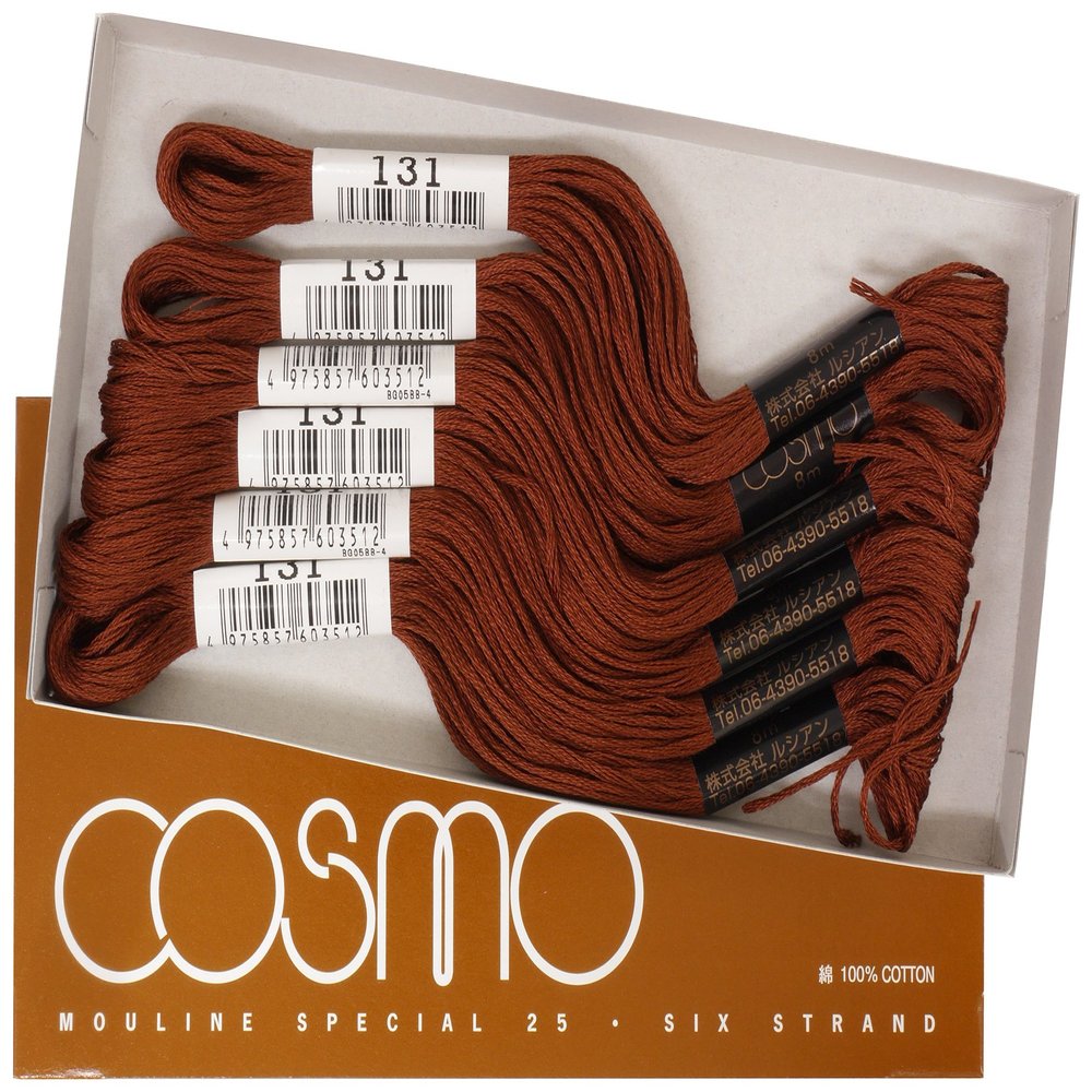 Cosmo No. 25 Embroidery Thread, 26.2 ft (8 m) Bundles, 1 Box Containing 6 Bundles