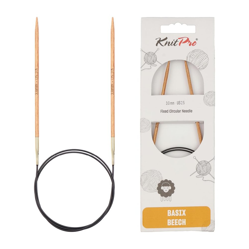 KnitPro Basix Beech Fixed Circular Needles 32" (80cm) | US Size 2.5 (3mm)