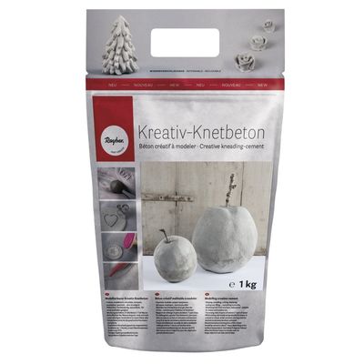 Rayher Creative kneading-Cement, Bag 1kg, Powder, Grey, 1 kg