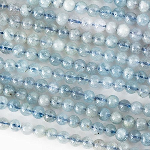 Cherry Blossom Beads Aquamarine 4mm Round Gemstone Beads - 16 Inch Strand