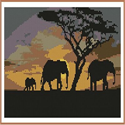 Cross Stitch Chart Safari !!!ONLY CHART!!! Africa Elephants (ANCHOR)